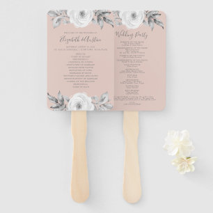 Dusty Rose Gray Floral Diamond Wedding Program Fächer
