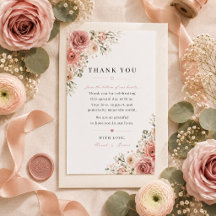 Dusty Rose Hochzeit Danksagungskarte