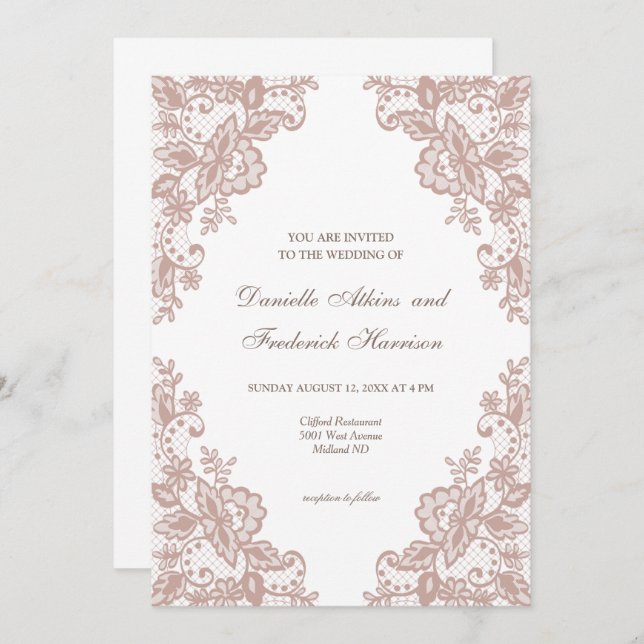 Dusty Rose Hochzeitsfeier Einladung (Vorne/Hinten)