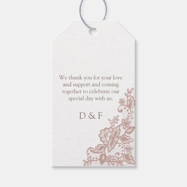 Dusty Rose Hochzeitsreise Geschenkanhänger (Vorderseite)