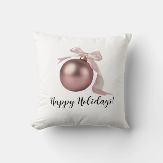 DUSTY ROSE HOLIDAY ORNAMENT THROW PILLOW KISSEN