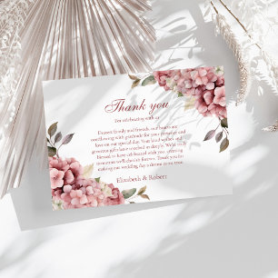 Dusty Rose Hortensien Hochzeit Danke Karte