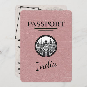Dusty Rose India Passport Save the Date