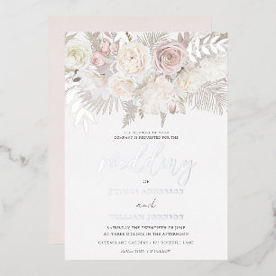 Dusty Rose & Ivory Boho Wedding Silver Folieneinladung
