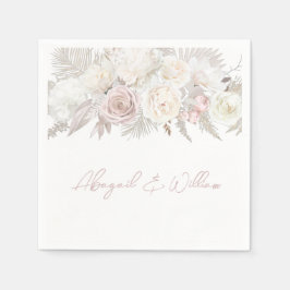 Dusty Rose & Ivory Floral Wedding Reception Party Serviette