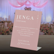 Dusty Rose Jenga Guest Book Minimalistisch Modern