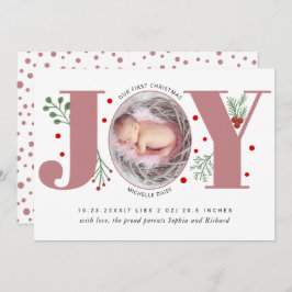 Dusty Rose Joy Erste Weihnachtsgeburt Foto Ankündigung