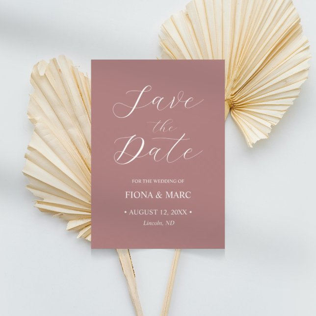 Dusty Rose Kalligraphie Hochzeit speichern Sie das Save The Date (Von Creator hochgeladen)