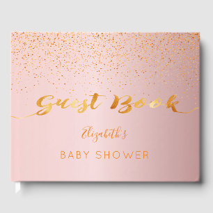 Dusty Rose konfetti Skript Baby Shower Girl Gästebuch