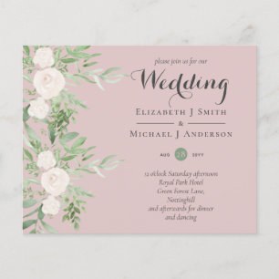 Dusty Rose Magnolia Sage Floral LOW BUDGET WEDING Flyer