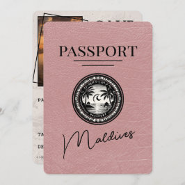 Dusty Rose Maldives Passport Save the Date