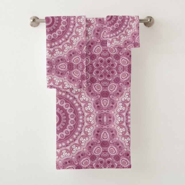 Dusty Rose Mandala Pattern Design Badhandtuch Set (Insitu)