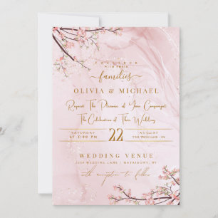 DUSTY ROSE MARBLE GOLD ABSTRAKTE BLUMEN WEDEN EINLADUNG