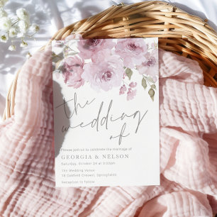 Dusty Rose Mauve Blush Floral Wasserfarbe Hochzeit Einladung