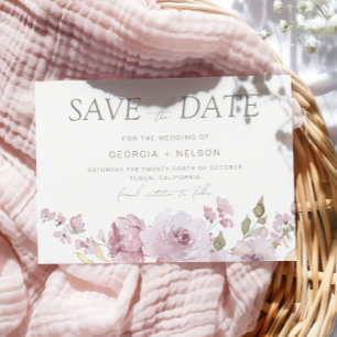 Dusty Rose Mauve Blush Floral Wasserfarbe Hochzeit Save The Date