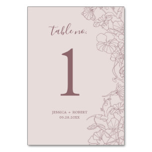 Dusty Rose Mauve Floral Wedding Tischnummer