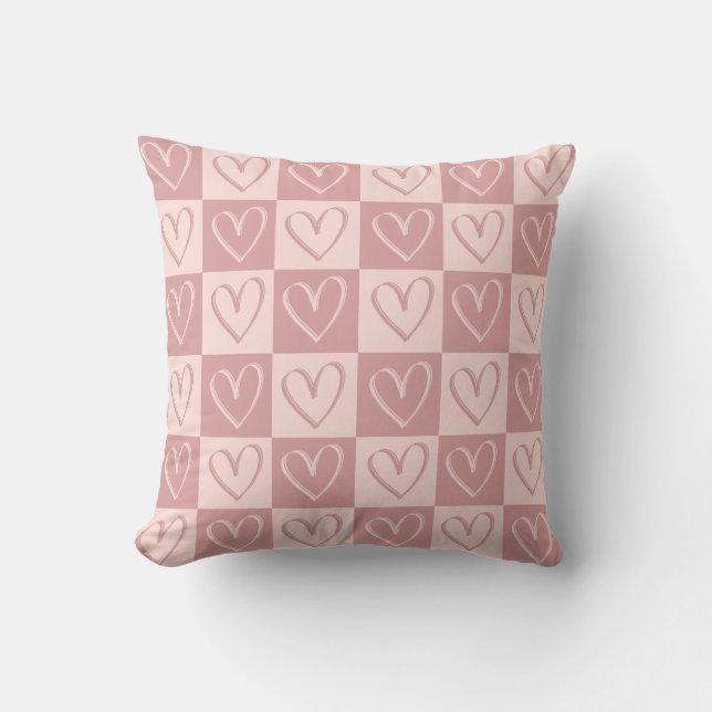 Dusty Rose Minimal Hearts Valentine Gift Kissen (Vorderseite)