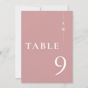Dusty Rose minimalist modernes Monogramm-Tischschi Einladung