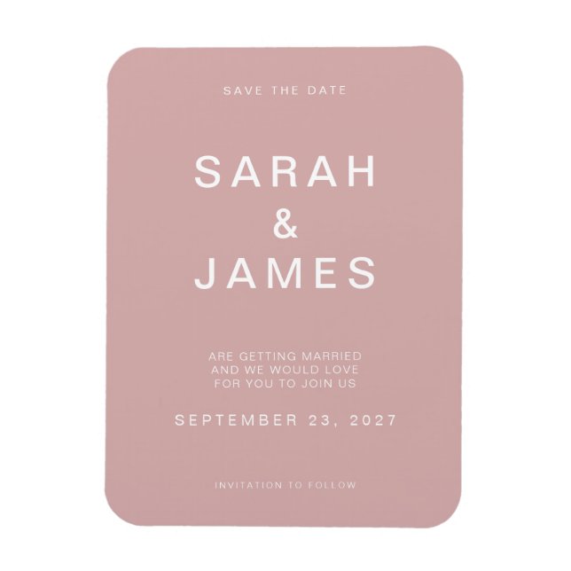 Dusty Rose Minimalistisch Moderne Hochzeit retten  Magnet (Vertikal)