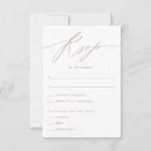 Dusty Rose Minimalistisch Script Response Card