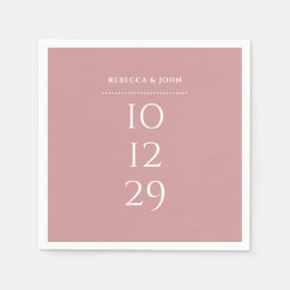 Dusty Rose Minimalistisch Special Date Hochzeit Serviette
