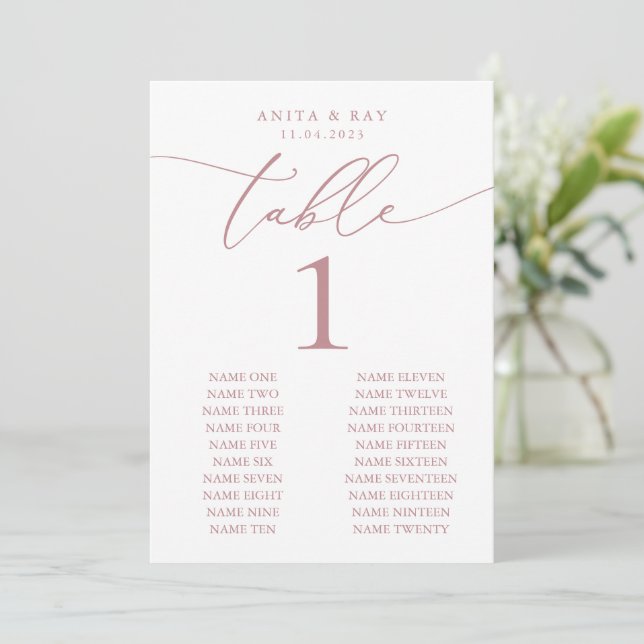 Dusty Rose Minimalistisch Wedding | Event Custom T (Stehend Vorderseite)