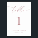 Dusty Rose Minimalistisch Wedding | Event Custom T Tischnummer<br><div class="desc">(**BITTE BEACHTEN SIE: Um zu bestellen,  passen Sie einfach Ihre Tischnummer (und Name/Datum) an und fügen Sie jede Nummer einzeln in Ihren Warenkorb ein. Dann Karo raus,  sobald du fertig bist.) Schön,  elegant,  modern und minimalistisch,  Tischnummer-Karte. Vollständig anpassbar mit Ihren Namen (oder Ereignisname) und Datum.</div>