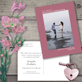Dusty Rose Minimalistisch Wedding Foto Save the Da Ankündigungspostkarte
