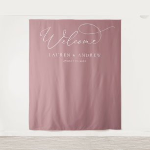 Dusty Rose Minimalistisch Wedding Foto Stand Hinte Wandteppich