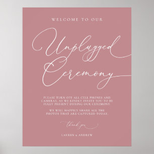 Dusty Rose Minimalistisch Wedding Unplugged Zeremo Poster