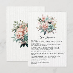 Dusty Rose, Mint Green und Blush Guest Details Begleitkarte