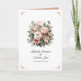 Dusty Rose, Minze Green und Blush Floral Wedding Programm