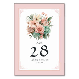 Dusty Rose, Minze Green und Blush Floral Wedding Tischnummer