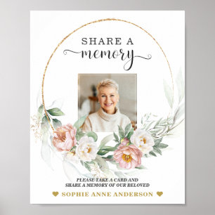 Dusty-Rose mit einem Memory-Bestattungskarte-Zeich Poster