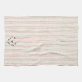 Dusty Rose Modern Boho Stripe Monogram Name Geschirrtuch
