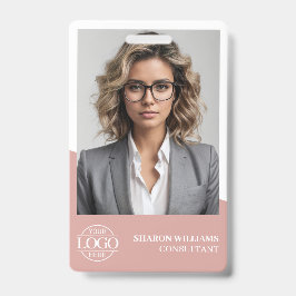 Dusty Rose Modern Personalized Employee Photo Logo Ausweis