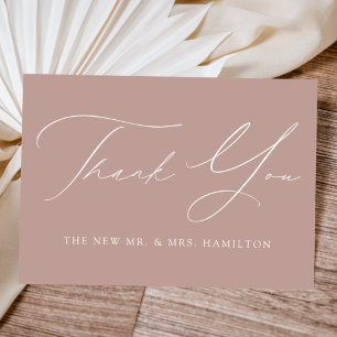 Dusty Rose Moderne Eleganz Hochzeit Dankeskarte
