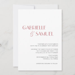 Dusty Rose Moderne Minimalistische Hochzeitseinlad