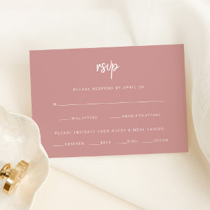 Dusty Rose Moderne Schrift   Wahl zum Hochzeitsess RSVP Karte