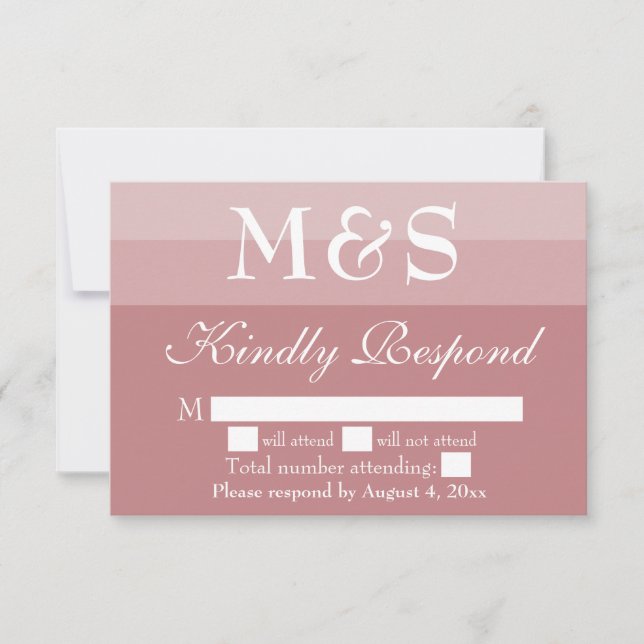 Dusty Rose Moderne Script Wedding RSVP Card Dankeskarte (Vorderseite)