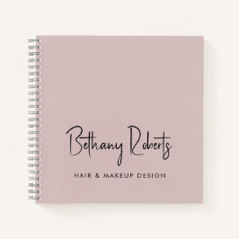 Dusty Rose Moderne Signatur Script Hair and Makeup Notizbuch