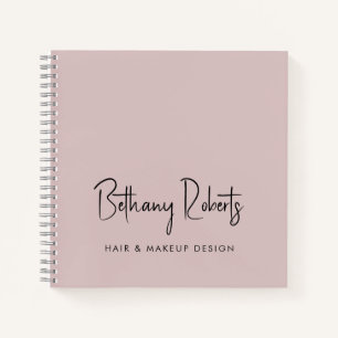 Dusty Rose Moderne Signatur Script Hair and Makeup Notizbuch