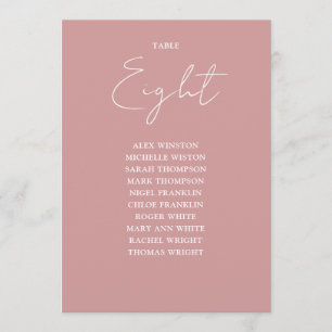 Dusty Rose Moderne Sitze Chart Tischnummer