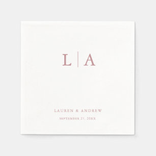 Dusty Rose Monogram Elegant Simple Wedding Napkins Serviette