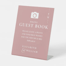 Dusty Rose Monogram Foto Guest Book Wedding