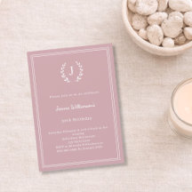 Dusty rose monogrammed wreath minimalist birthday