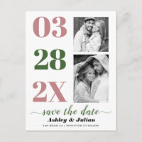 Dusty Rose, moos grün zwei Foto Save the Date