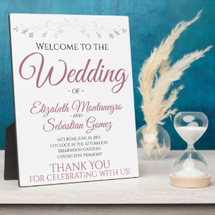 Dusty Rose on White Elegante Wedding Welcome Sign Fotoplatte