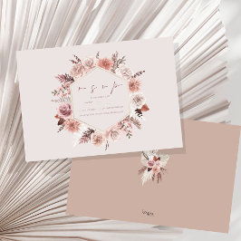 Dusty Rose Pampas Boho Wedding RSVP Karte