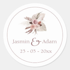 Dusty Rose Pampas Boho Wedding Umschlag Aufkleber